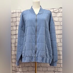 Macy’s And Now This Size:3X Women's Blue Quilted Jacket Pockets 100% Cotton